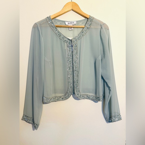 J Kara Beaded Two Elegant pieces Jacket Mint Green Maxi Dress Women’s Sz 18 - Picture 12 of 16